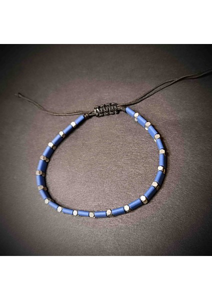 Hematit Makrome Örgü Doğal Taş Bileklik -1