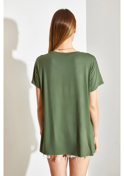 Yan Yırtmaçlı Viskon Tshirt fiyatları