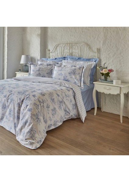 Parisien Çift Kişilik Percale Nevresim Takımı Mavi