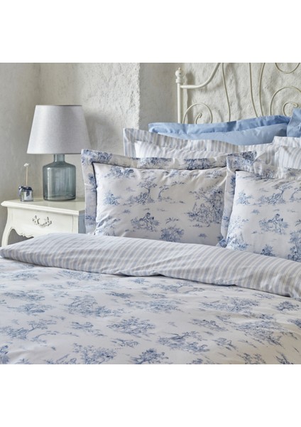 Parisien Çift Kişilik Percale Nevresim Takımı Mavi