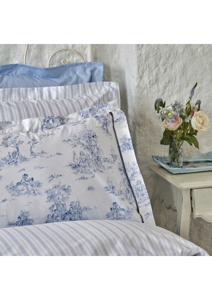 Parisien Çift Kişilik Percale Nevresim Takımı Mavi