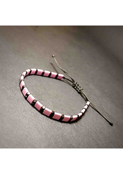 Hematit Makrome Örgü Doğal Taş Bileklik -7