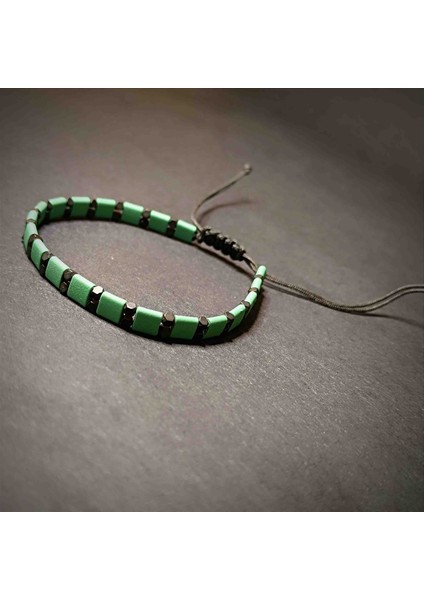 Hematit Makrome Örgü Doğal Taş Bileklik -6