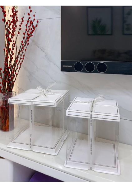 Gümüş Luxury Boxes Tekli Bohça Kutusu Large Plastik 4 Parça