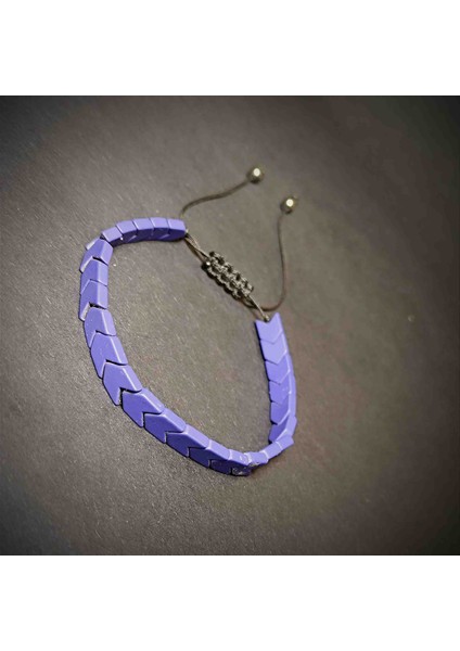 Hematit Makrome Örgü Doğal Taş Bileklik -8