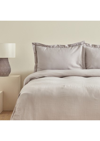 Minel Müslin Çift Kişilik Pike Yatak Örtüsü Seti Buz Gri modelleri
