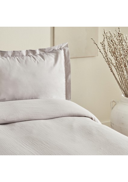 Minel Müslin Çift Kişilik Pike Yatak Örtüsü Seti Buz Gri fırsatları