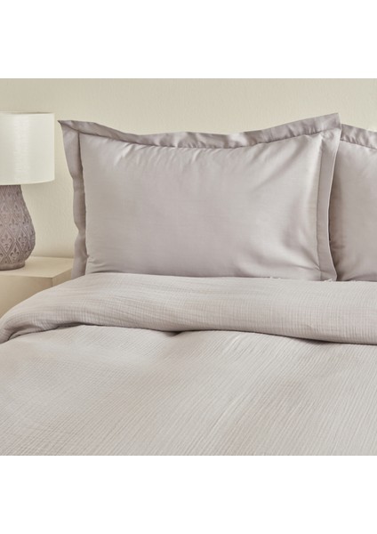 Minel Müslin Çift Kişilik Pike Yatak Örtüsü Seti Buz Gri indirimleri