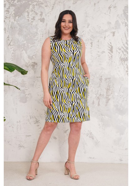 Kadın Viskon Kumaş Gizli Cep Detaylı Büyük Beden Elbise NBA016 fırsatları