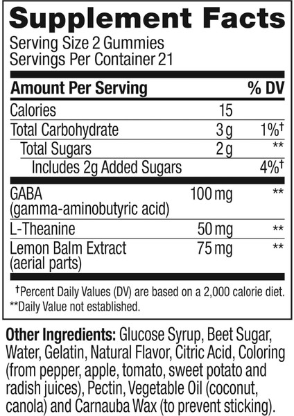 Goodbye Stress Gaba, L-Theanine, Lemon Balm 42 Gummies