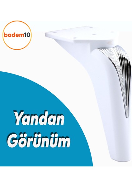 Tılsım Mobilya Oturma Yükseltici Kanepe Sehpa Tv Ünitesi Koltuk Ayağı Baza Ayakları Beyaz Krom 16 cm