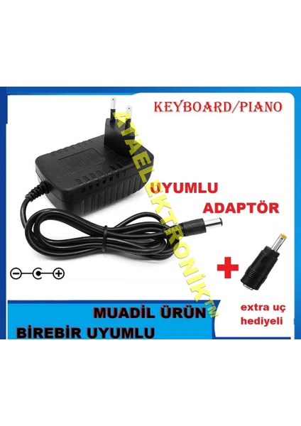 Ata Elektronik Casio CTK-3500 Uyumlu Org Ork Adaptörü Muadil ( 9.5V Ile Uyumlu ) 9 Volt 2 Amper Extra Jaklı CT-S100 CT-S200 CT-S300 CT-X700 CT-X800 CTK-1100 CTK-1150 CTK-1200 CTK-1250 CTK-1300 CTK-1500 CTK-1550