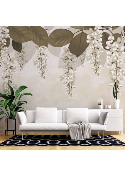 Soft Sarkan Çiçek Desenli Modern Duvar Kağıdı Baskı