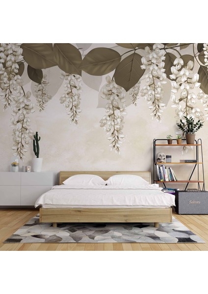 Soft Sarkan Çiçek Desenli Modern Duvar Kağıdı Baskı