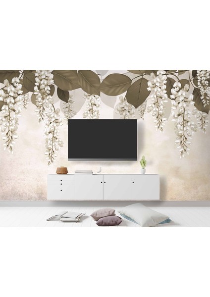 Soft Sarkan Çiçek Desenli Modern Duvar Kağıdı Baskı