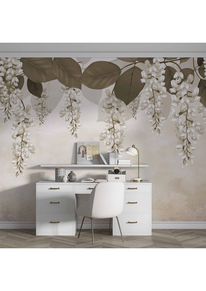 Soft Sarkan Çiçek Desenli Modern Duvar Kağıdı Baskı