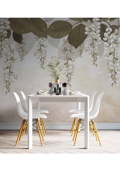 Soft Sarkan Çiçek Desenli Modern Duvar Kağıdı Baskı