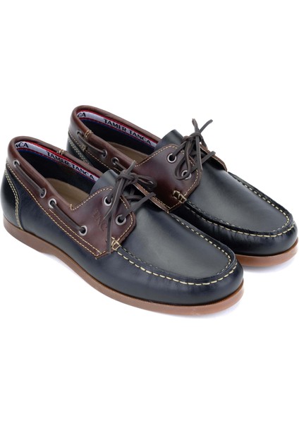 Erkek Hakiki Deri Lacivert/kahverengi Casual Ayakkabı 496 B3620 Erk Ayk Y24 Navy/brown