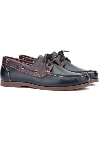 Erkek Hakiki Deri Lacivert/kahverengi Casual Ayakkabı 496 B3620 Erk Ayk Y24 Navy/brown