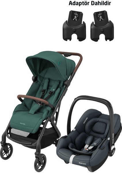 Soho-Cabriofix I-Size Ana Kucaklı Ultra Kompakt Seyahat Sistem Bebek Arabası Green-Graphite