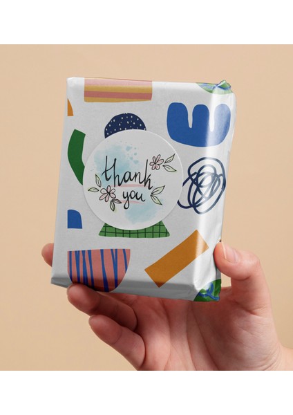 Thank You Ambalaj Kargo Hediye Paketleme Etiketi Model 6 (5cm 100 Adet)