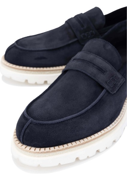 Erkek Hakiki Deri Mavi Loafer Ayakkabı 981 0128035 Erk Ayk Y24 Blu fırsatları