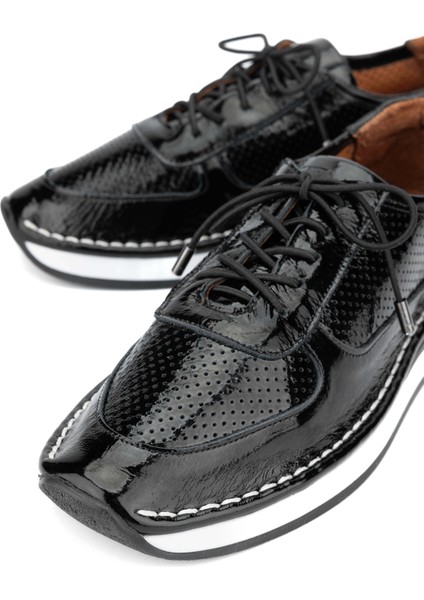 Kadın Deri Hasır Siyah Rugan Sneakers & Spor Ayakkabı 775 25503 Bn Ayk Y24 Sıyah Krsk Rgn