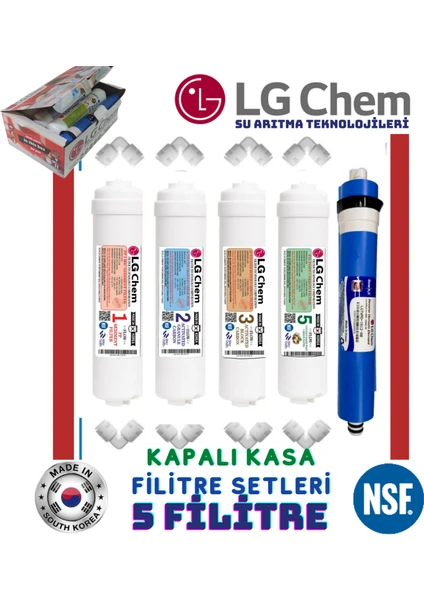 Lg Chem 5 Filitre 5 Aşama Gümüş Iyonlu Coconutlu Kapalı Kasa Su Arıtma Cihazı Filitre Seti