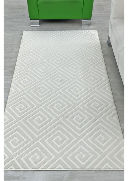 Delüx Üstün Kalite Kaymaz Taban Yolluk Halı Beyaz