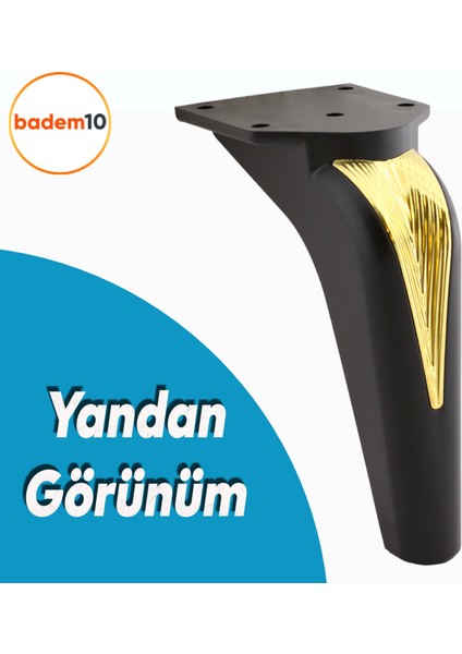 Tılsım Mobilya Yükseltci Kanepe Sehpa Tv Ünitesi Koltuk Ayağı Baza Ayakları Siyah Altın 16 cm modelleri