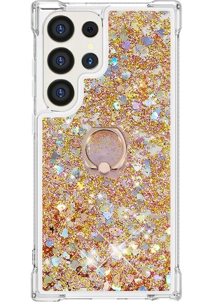 Samsung Galaxy S22 Ultra Kılıf Sulu Yüzüklü Standlı Milce Kapak