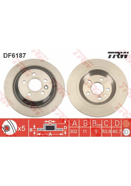 Arka Fren Aynasi Volvo S60 Ii-10 V60 10 V70 08 XC70 07 S80 10 302X5DL