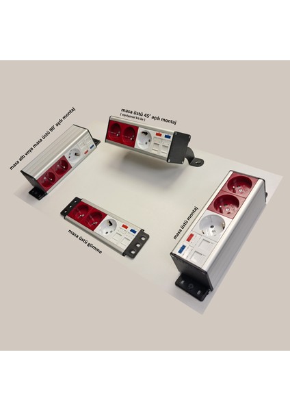 Scs Pazar Bürotik Priz Kutusu Alüminyum Blok - 4X45 ( 8 Modül ) SCS-445-01