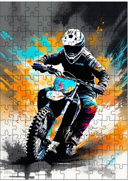 Ahşap Mdf Puzzle Yapboz Cross Motosiklet 120 Parça 25*35 cm