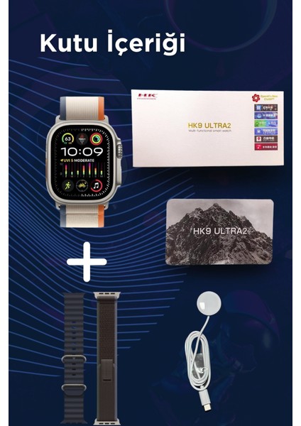 Hk9 Ultra 2 Amoled Ekran Siri, Gps, Nfc, Pusula, Sesli Asistan Akıllı Saat Yeni Seri Watch 9 8 7