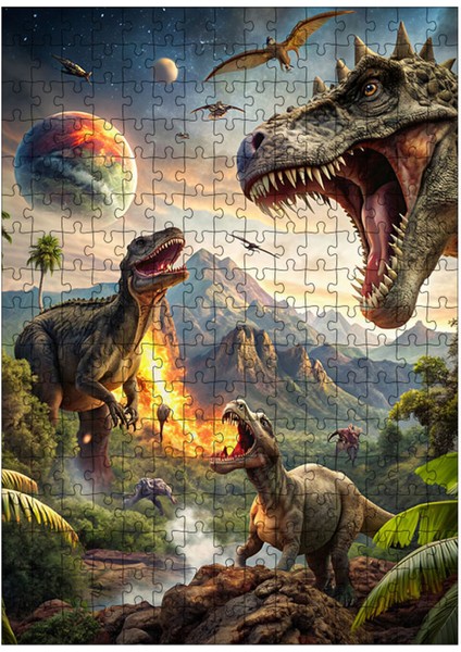 Ahşap Mdf Puzzle Yapboz Dinozorlar 255 Parça 35*50 cm