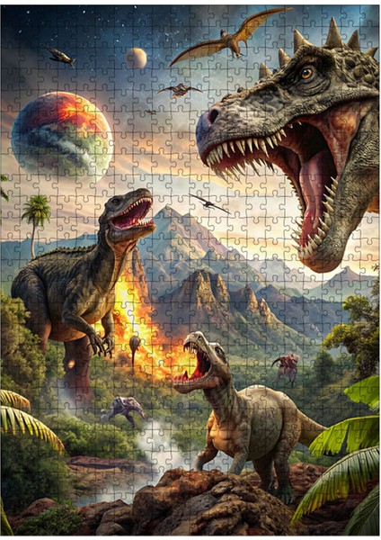 Ahşap Mdf Puzzle Yapboz Dinozorlar 500 Parça 50*70 cm