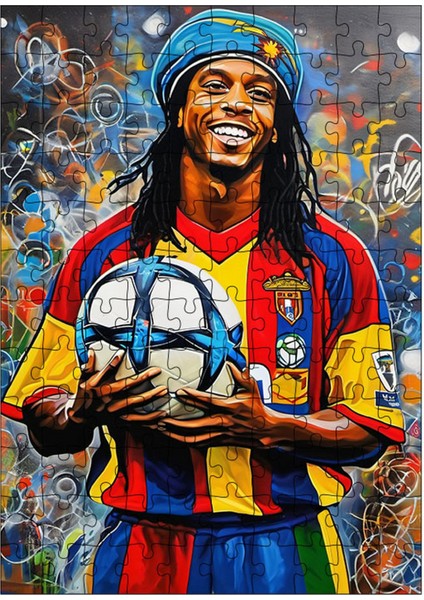 Karizma Tablo Ahşap Mdf Puzzle Yapboz Ronaldinho Futbolcu 120 Parça 25*35 cm