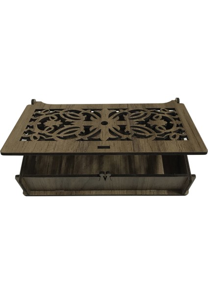 Dekoratif Kutu Işlemeli Tığ Kutusu Organizer Mücevher Takı Kutusu 17X9X3,5 cm