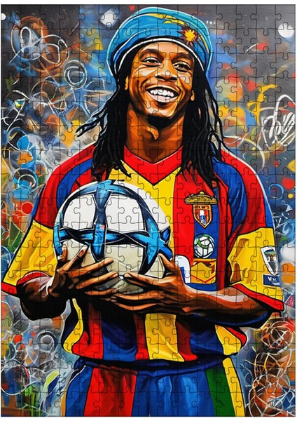 Ahşap Mdf Puzzle Yapboz Ronaldinho Futbolcu 255 Parça 35*50 cm