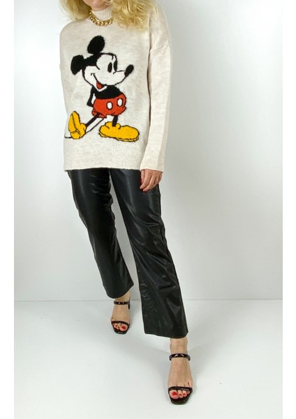 Kadın Krem Karakter Detaylı Yün Kazak indirimleri