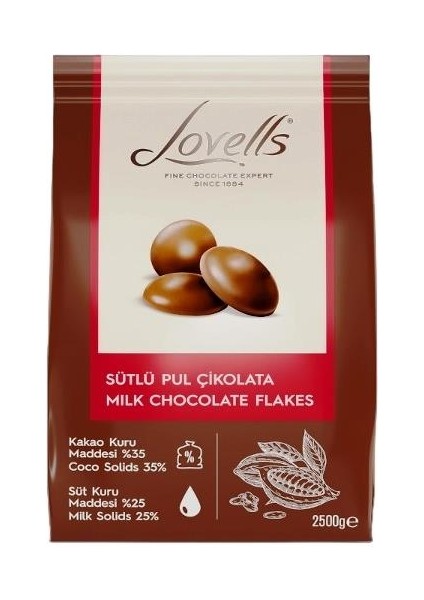 Elit Çikolata Lovells Sütlü Pul Çikolata (2,5kg)