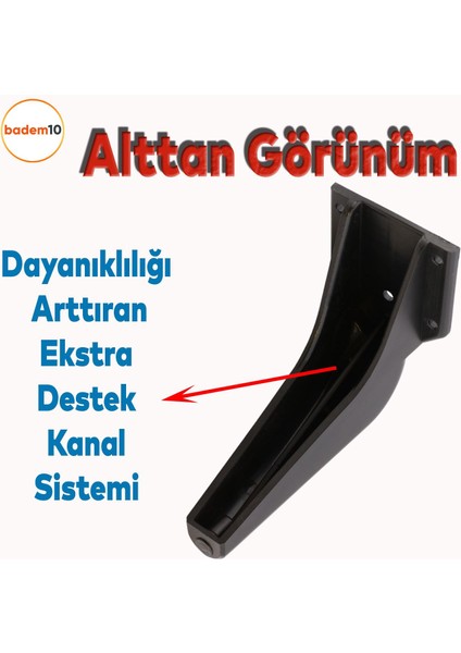 Tılsım Mobilya Yükseltci Kanepe Sehpa Tv Ünitesi Koltuk Ayağı Baza Ayakları Siyah Krom 16 cm