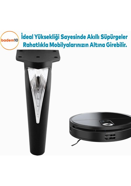 Tılsım Mobilya Yükseltci Kanepe Sehpa Tv Ünitesi Koltuk Ayağı Baza Ayakları Siyah Krom 16 cm