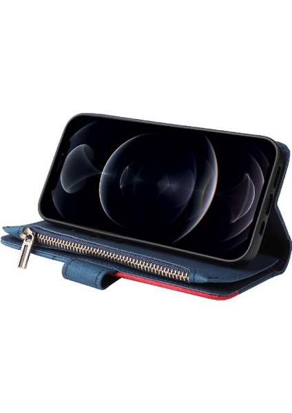 IPhone 12 Için Kılıf Pro Max Iki Renkli Dikiş Dokuz Kart Yuvaları Kickstand (Yurt Dışından)