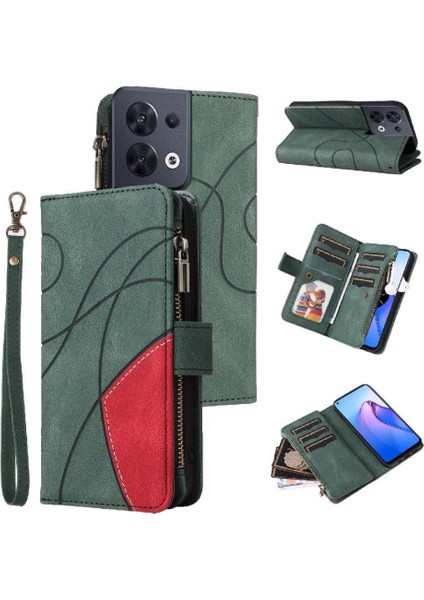 Kart Yuvası Standı Fermuar Cüzdan Tarzı Dokuz ile Oppo Oppo 8 5g Için Kılıf (Yurt Dışından)