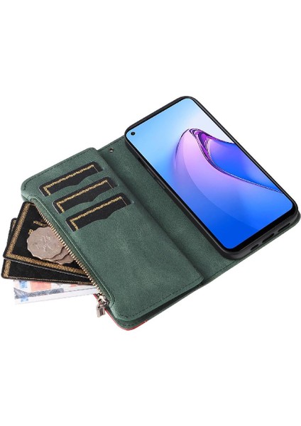 Kart Yuvası Standı Fermuar Cüzdan Tarzı Dokuz ile Oppo Oppo 8 5g Için Kılıf (Yurt Dışından)