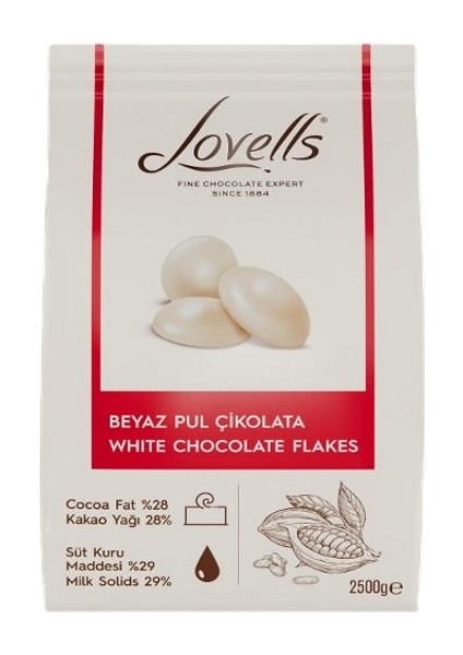 Elit Çikolata Lovells Beyaz Pul Çikolata (2,5kg)