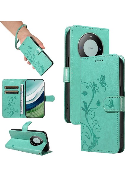 Huawei Mate 60 Için Flip Case El Kayışı Cüzdan ile Yüksek Kaliteli Deri (Yurt Dışından)