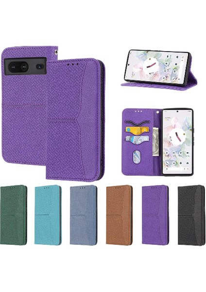 Google Piksel 8 Flip Folio Kitap Kredi Kartı Tutucu Pu Deri El Için Kılıf (Yurt Dışından)